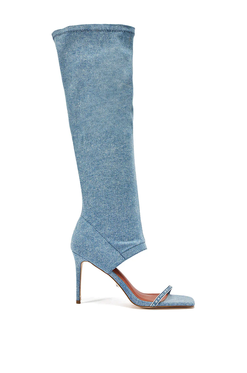 AZALEA WANG ALISHAS DENIM GLADIATOR STILETTO SANDAL - Image 4