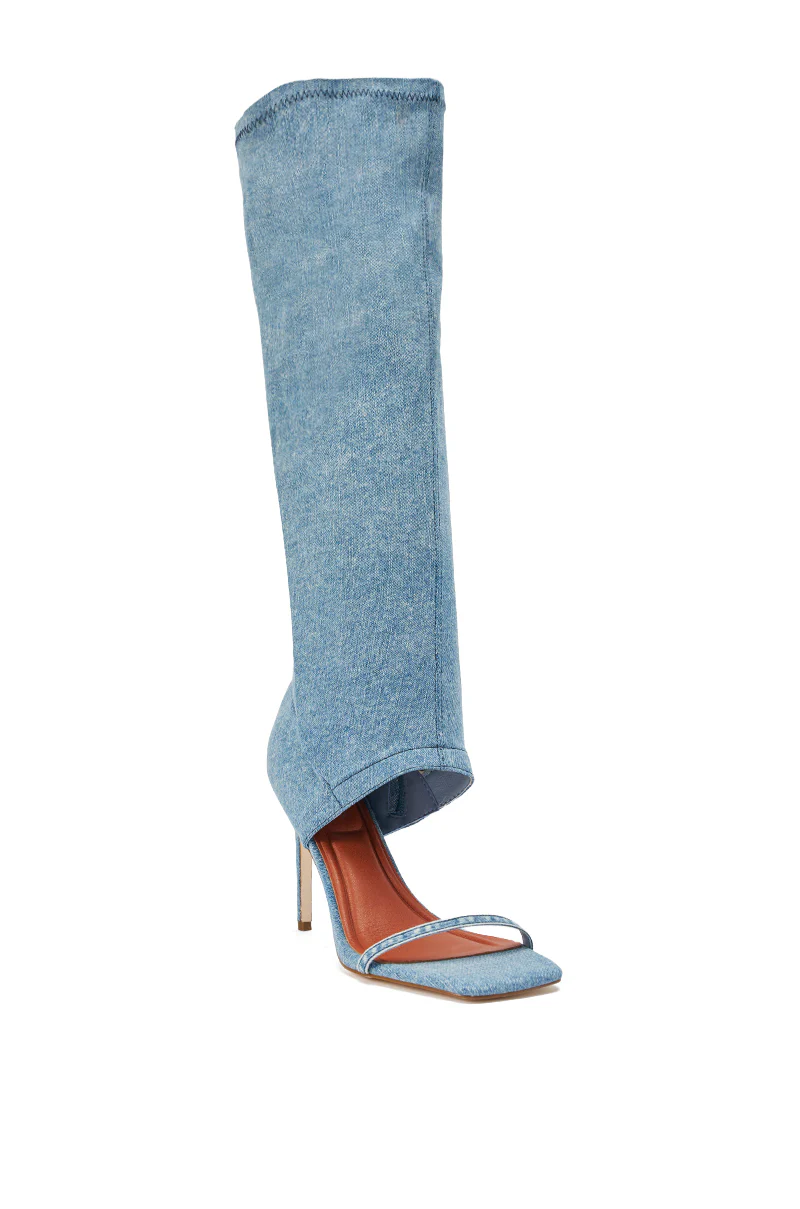 AZALEA WANG ALISHAS DENIM GLADIATOR STILETTO SANDAL - Image 5