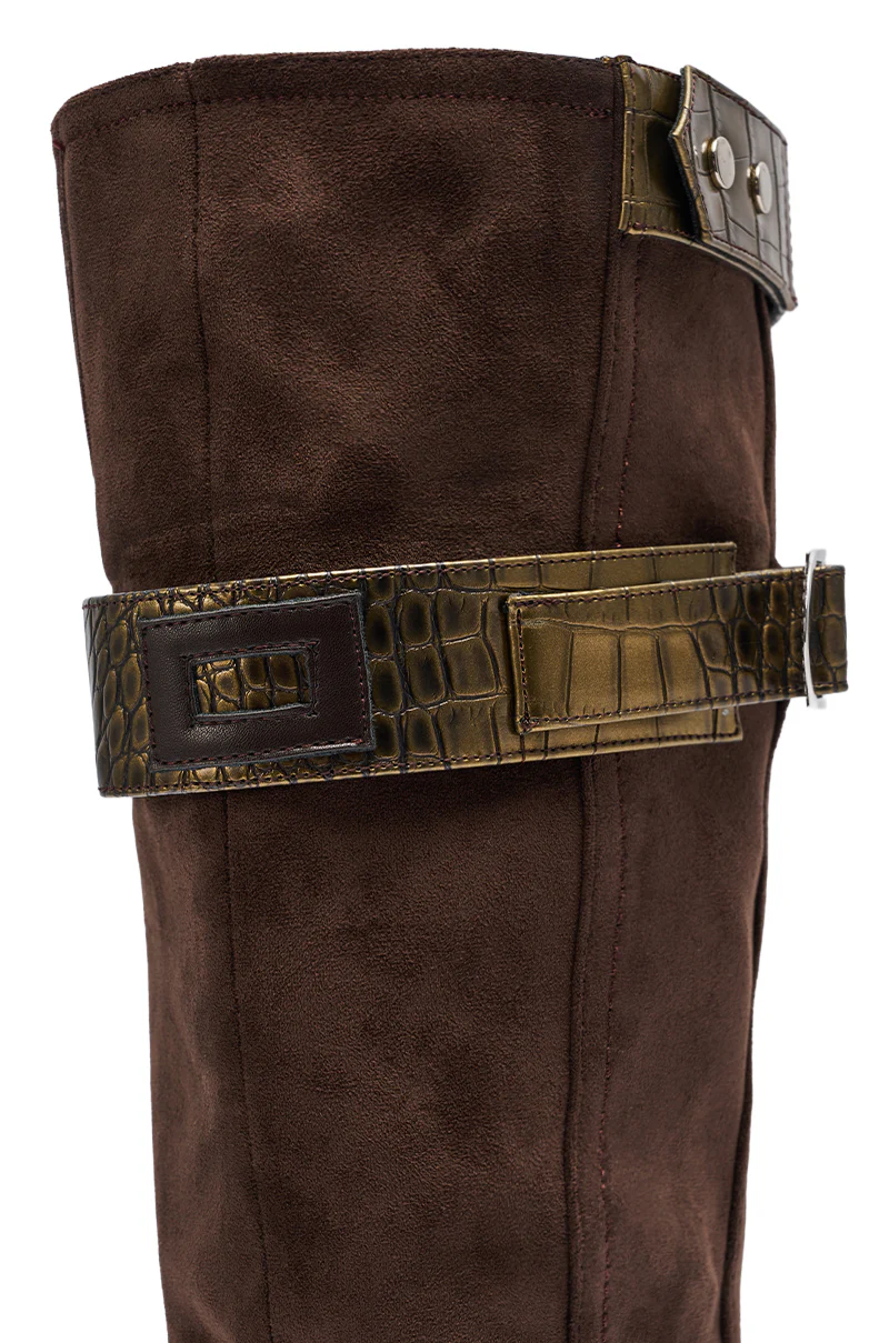 AZALEA WANG ALLONAS BROWN KNEE HIGH CHUNKY BOOT - Image 10