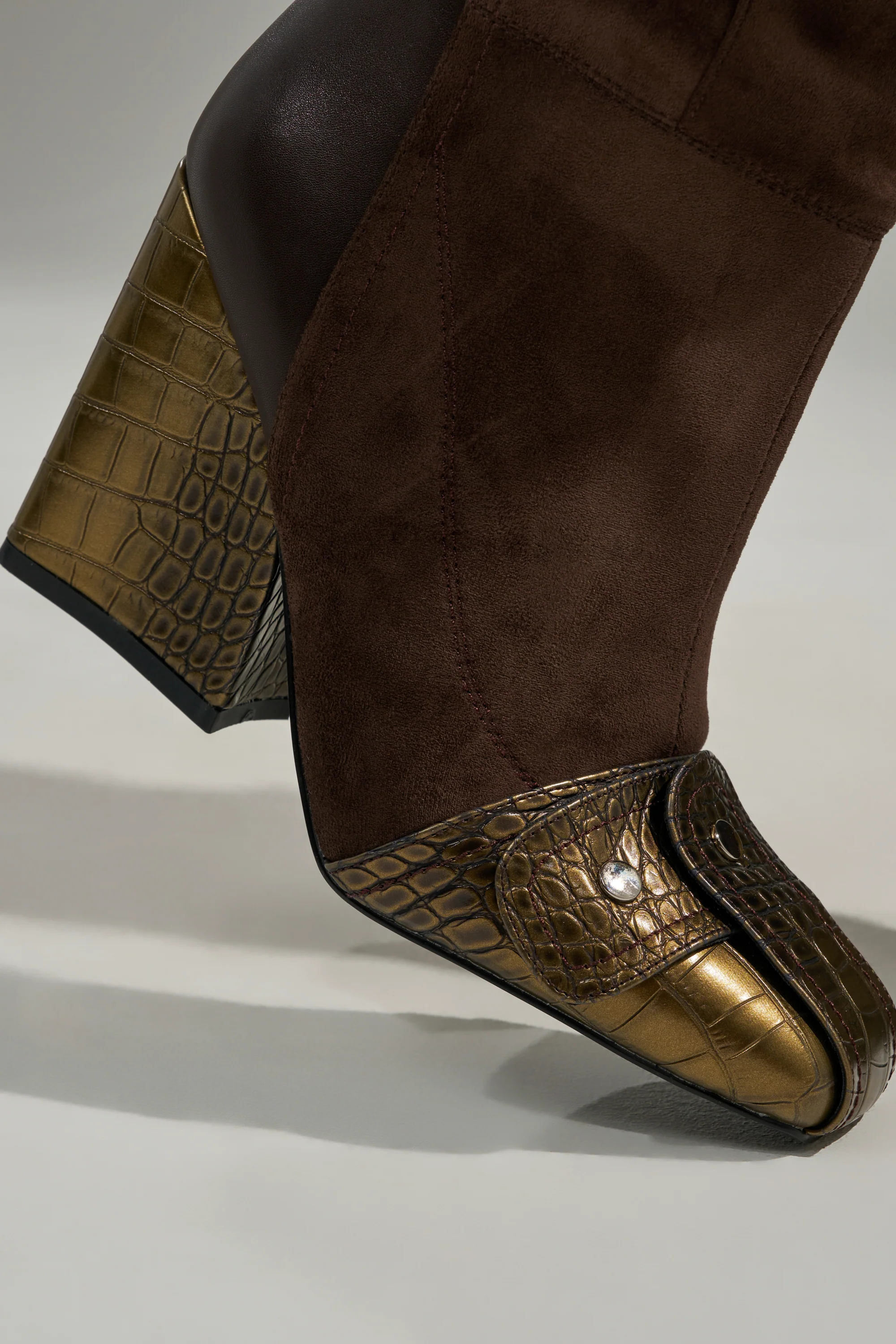AZALEA WANG ALLONAS BROWN KNEE HIGH CHUNKY BOOT - Image 6