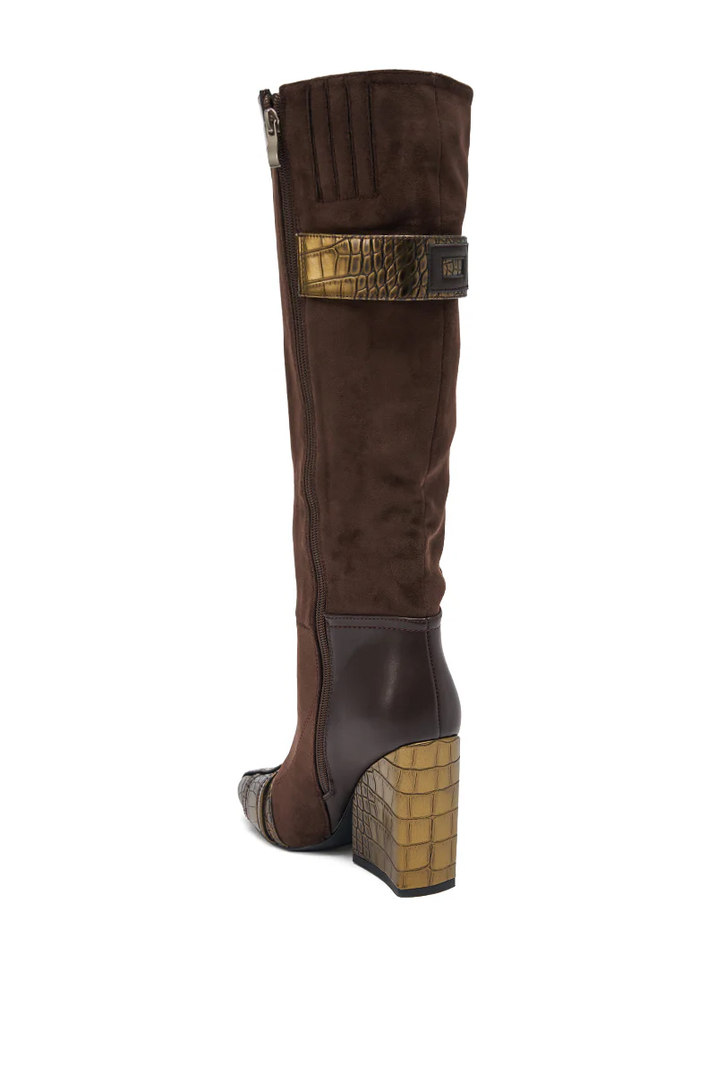 AZALEA WANG ALLONAS BROWN KNEE HIGH CHUNKY BOOT - Image 9