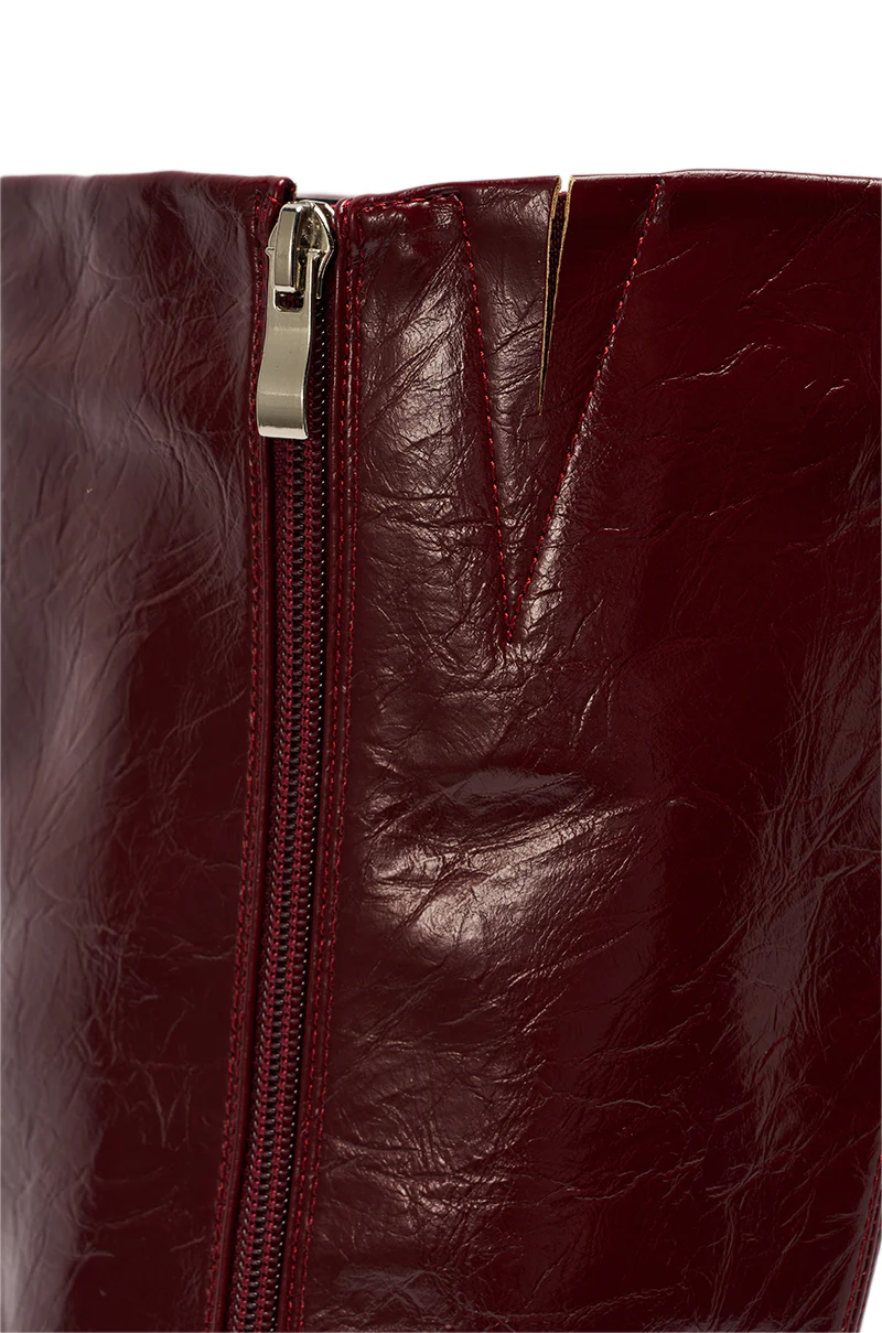 AZALEA WANG AMAADIS BURGUNDY WEDGE KNEE HIGH BOOT - Image 7
