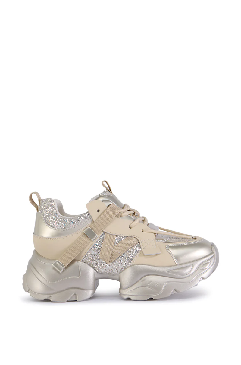 AZALEA WANG AMADO CHUNKY SILVER SNEAKER - Image 3