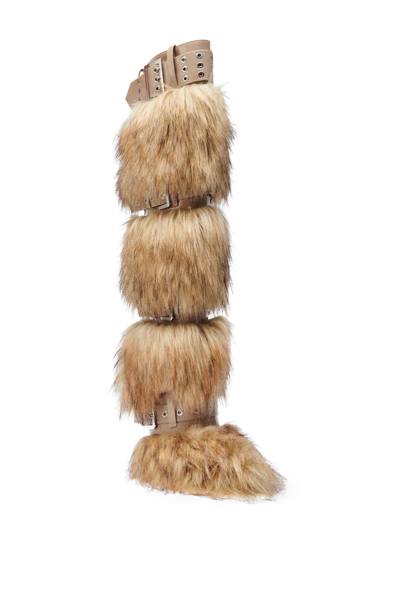 AZALEA WANG AMALBERT BROWN MULTI FUR AND BUCKLES BOOT - Image 11