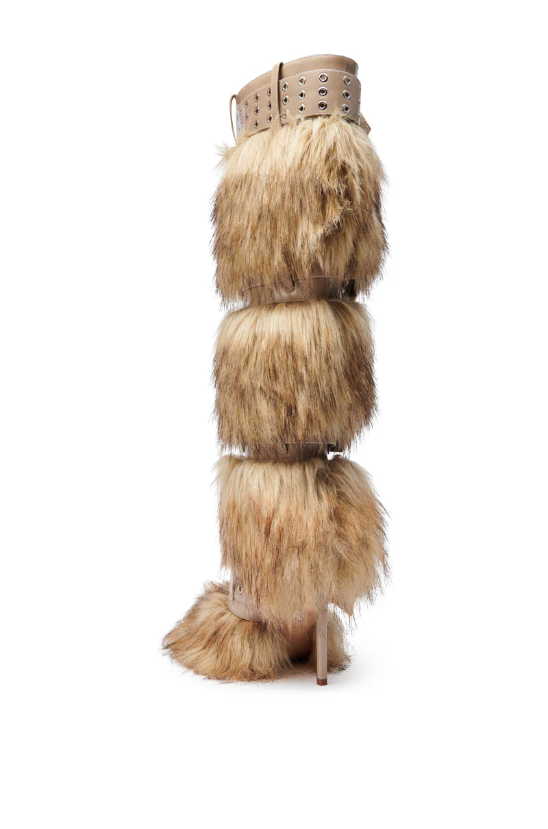 AZALEA WANG AMALBERT BROWN MULTI FUR AND BUCKLES BOOT - Image 12