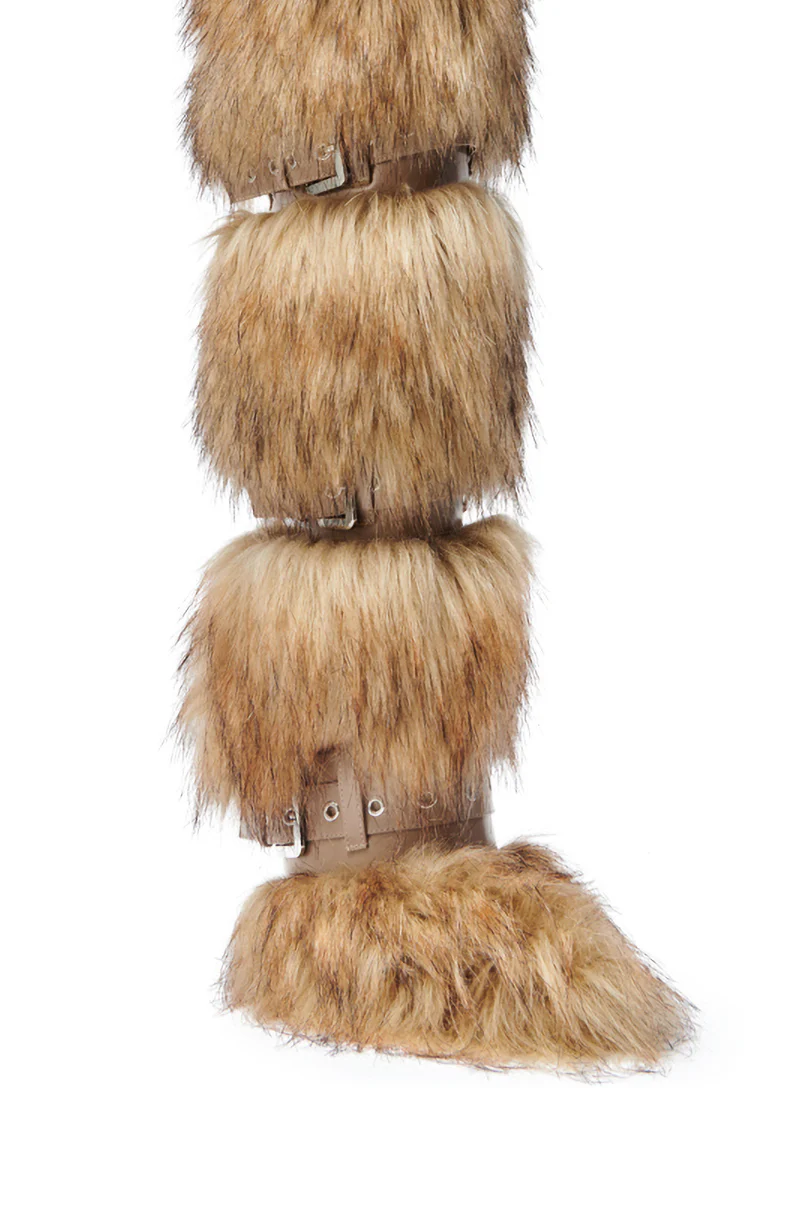 AZALEA WANG AMALBERT BROWN MULTI FUR AND BUCKLES BOOT - Image 13