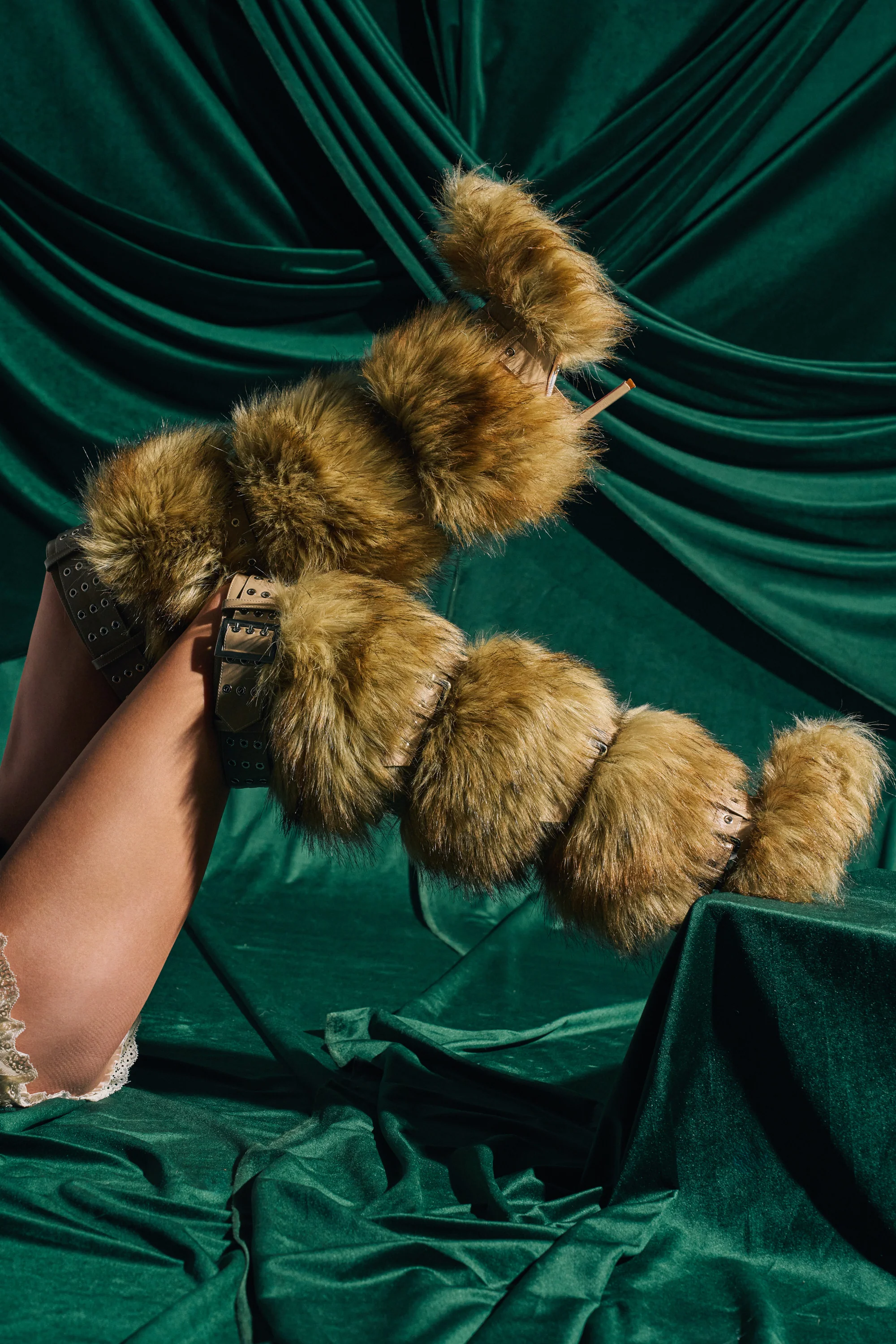 AZALEA WANG AMALBERT BROWN MULTI FUR AND BUCKLES BOOT - Image 4