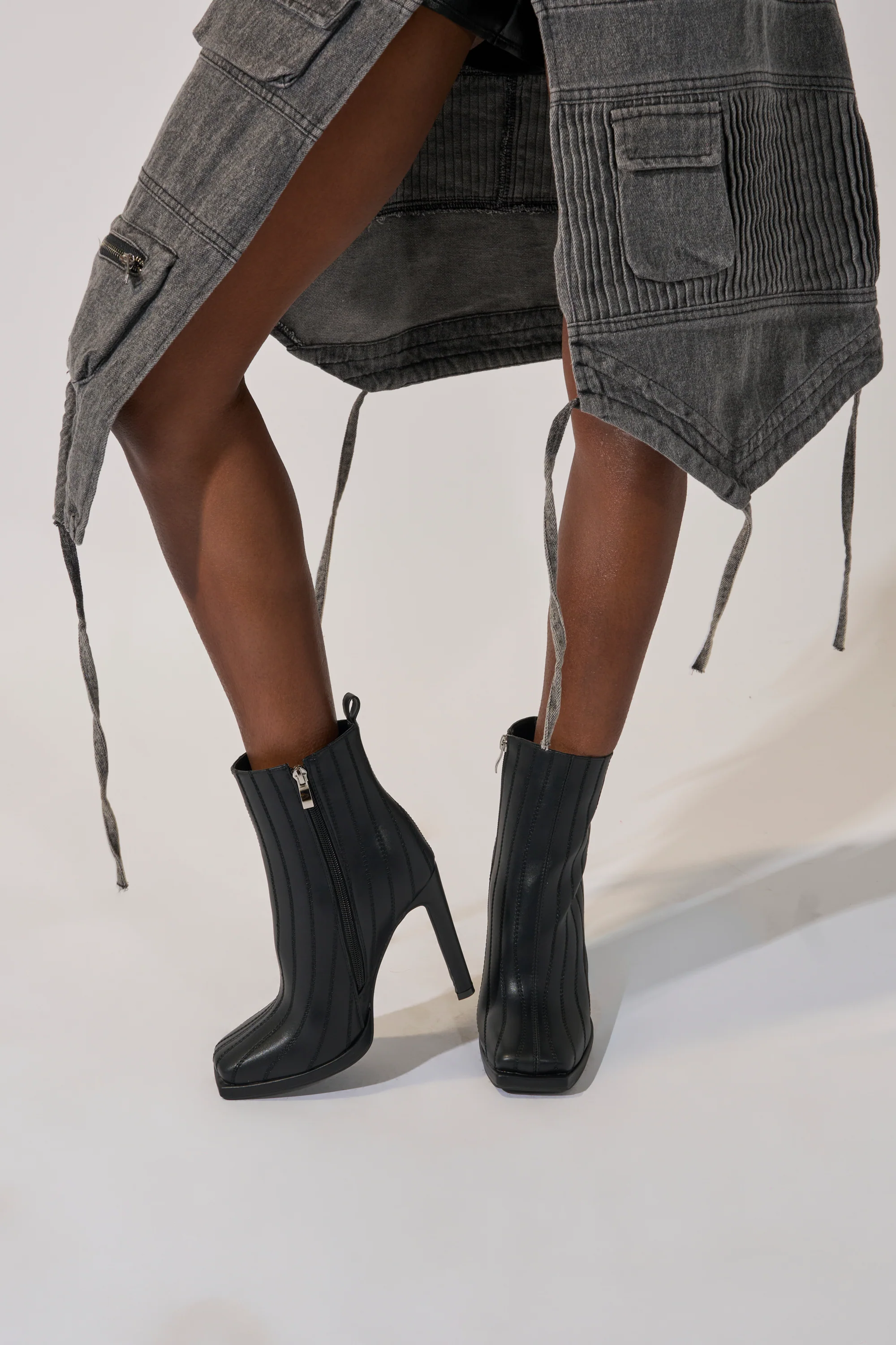 AZALEA WANG AMHERST BLACK PU BOOTIE - Image 2