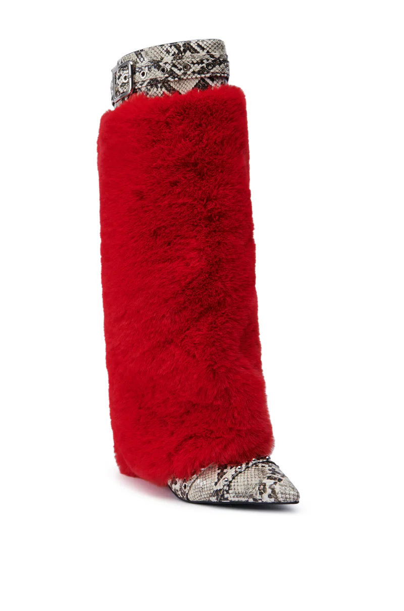 AZALEA WANG AMOURA RED FUR AND SNAKE BOOT - Image 6