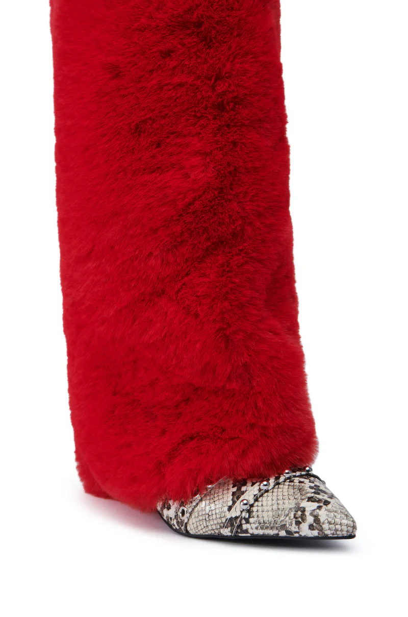 AZALEA WANG AMOURA RED FUR AND SNAKE BOOT - Image 8