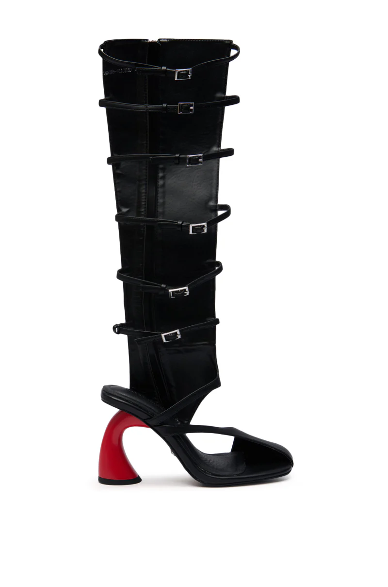 AZALEA WANG ANDRIUS BLACK WITH RED HEEL GLADIATOR SANDAL - Image 3