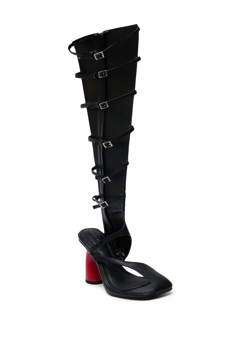 AZALEA WANG ANDRIUS BLACK WITH RED HEEL GLADIATOR SANDAL - Image 4