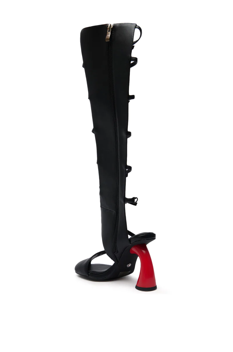 AZALEA WANG ANDRIUS BLACK WITH RED HEEL GLADIATOR SANDAL - Image 5
