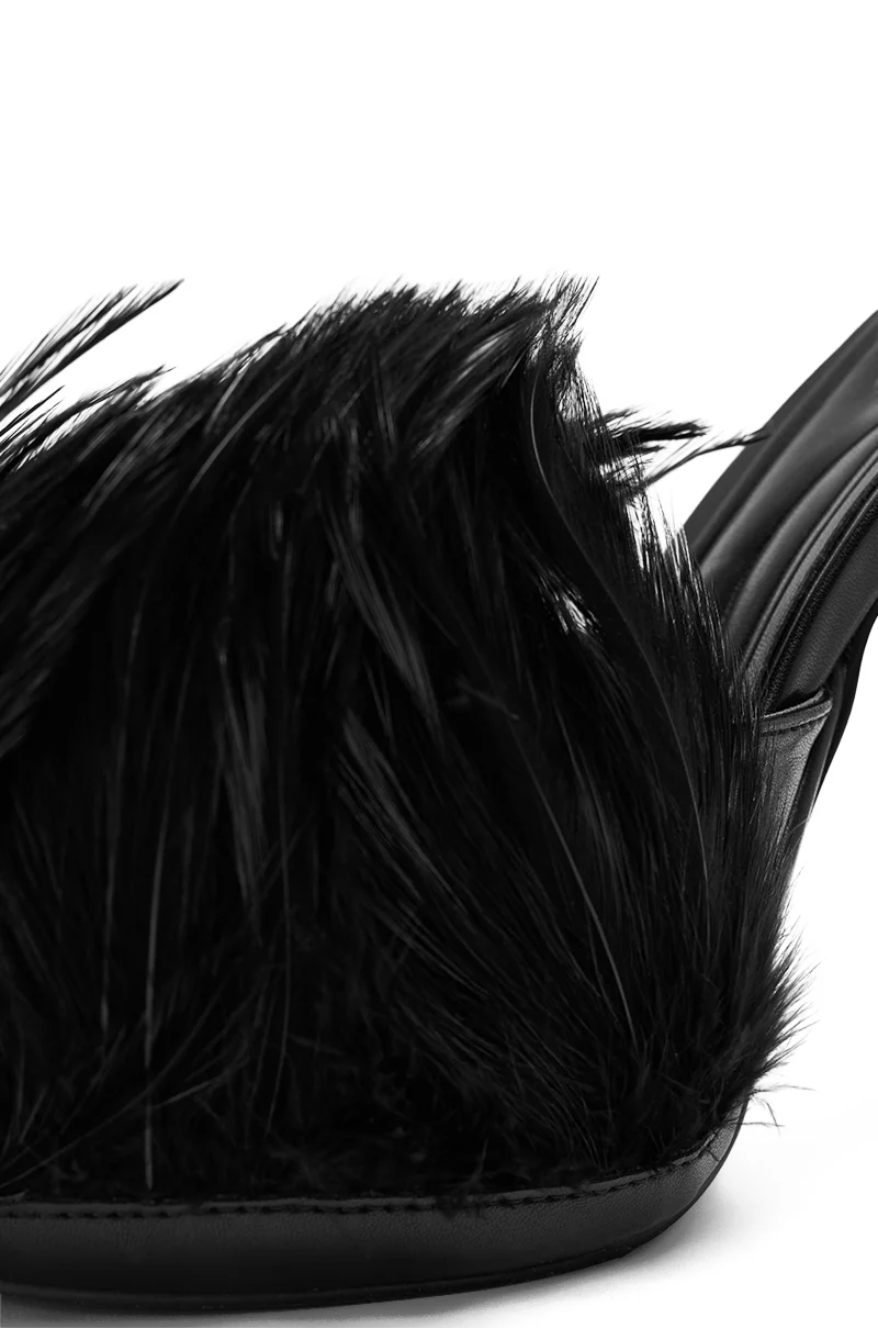 AZALEA WANG ANGELES BLACK FEATHER STILETTO SANDAL - Image 8