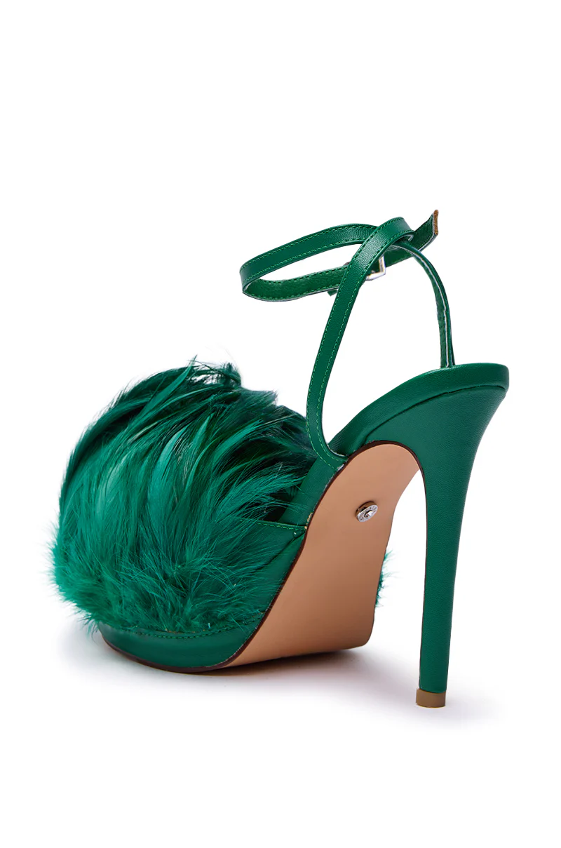AZALEA WANG ANGELES GREEN FEATHER STILETTO SANDAL - Image 5