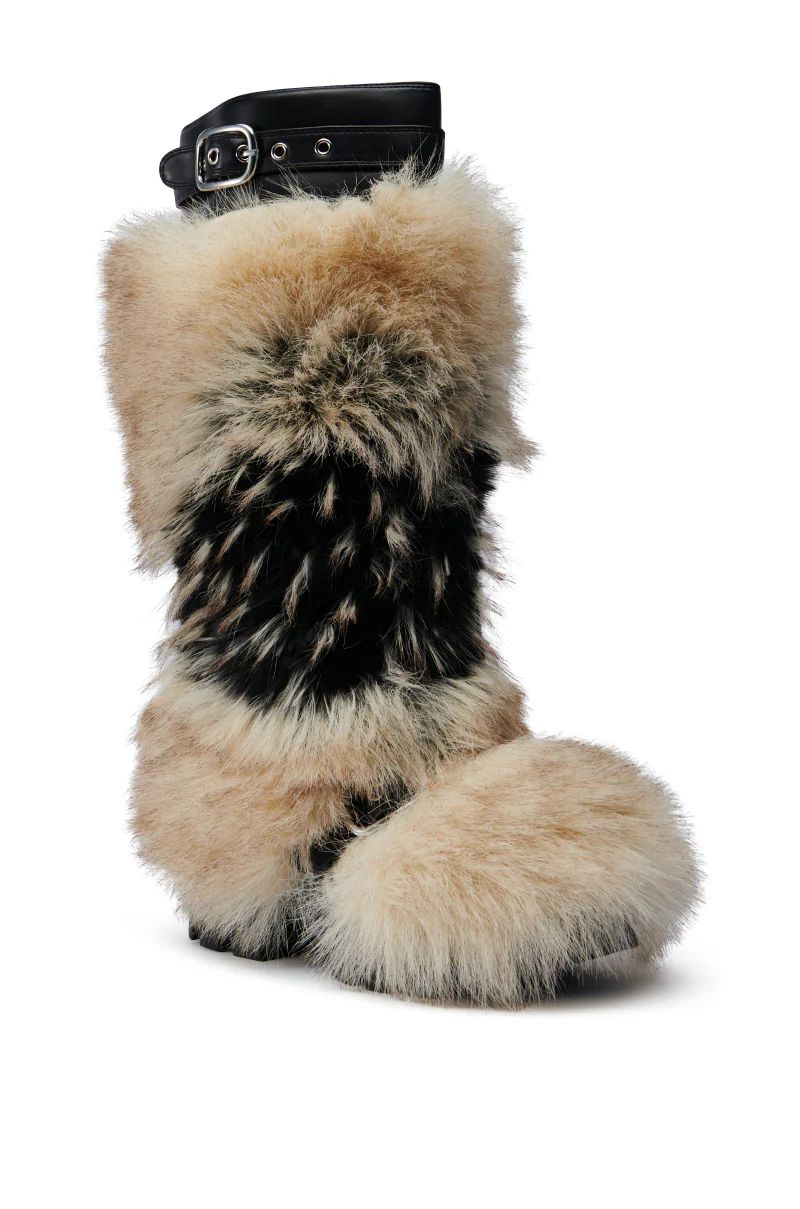 AZALEA WANG ANISA MULTI BROWN FUR FLATFORM BOOT - Image 5