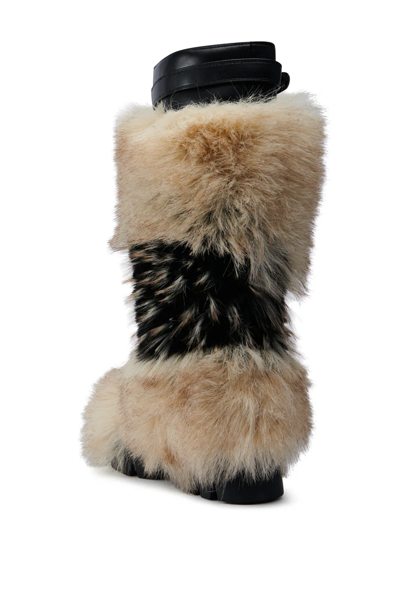 AZALEA WANG ANISA MULTI BROWN FUR FLATFORM BOOT - Image 6