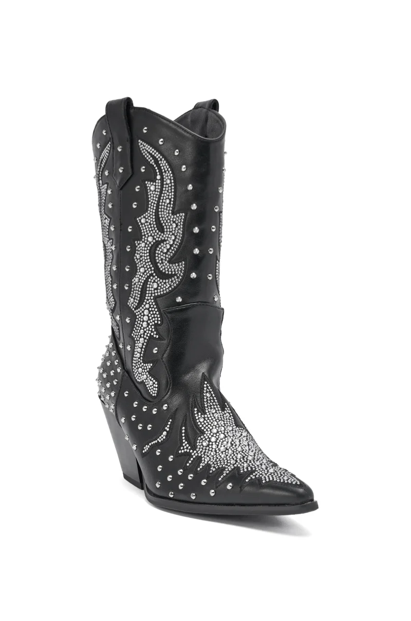 AZALEA WANG ANKUS BLACK WESTERN RHINESTONE BOOT - Image 7