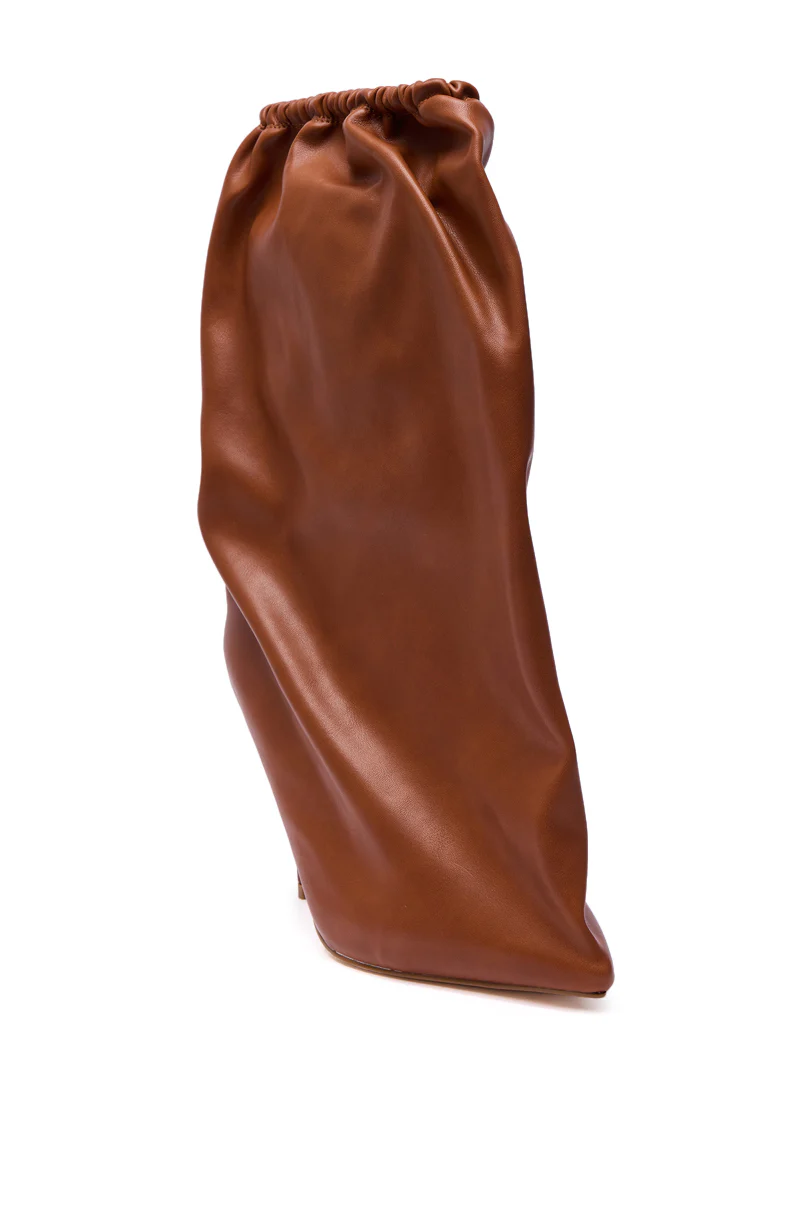 AZALEA WANG ANNEKE TAN RUCHED TOPLINE STILETTO BOOTIE - Image 5