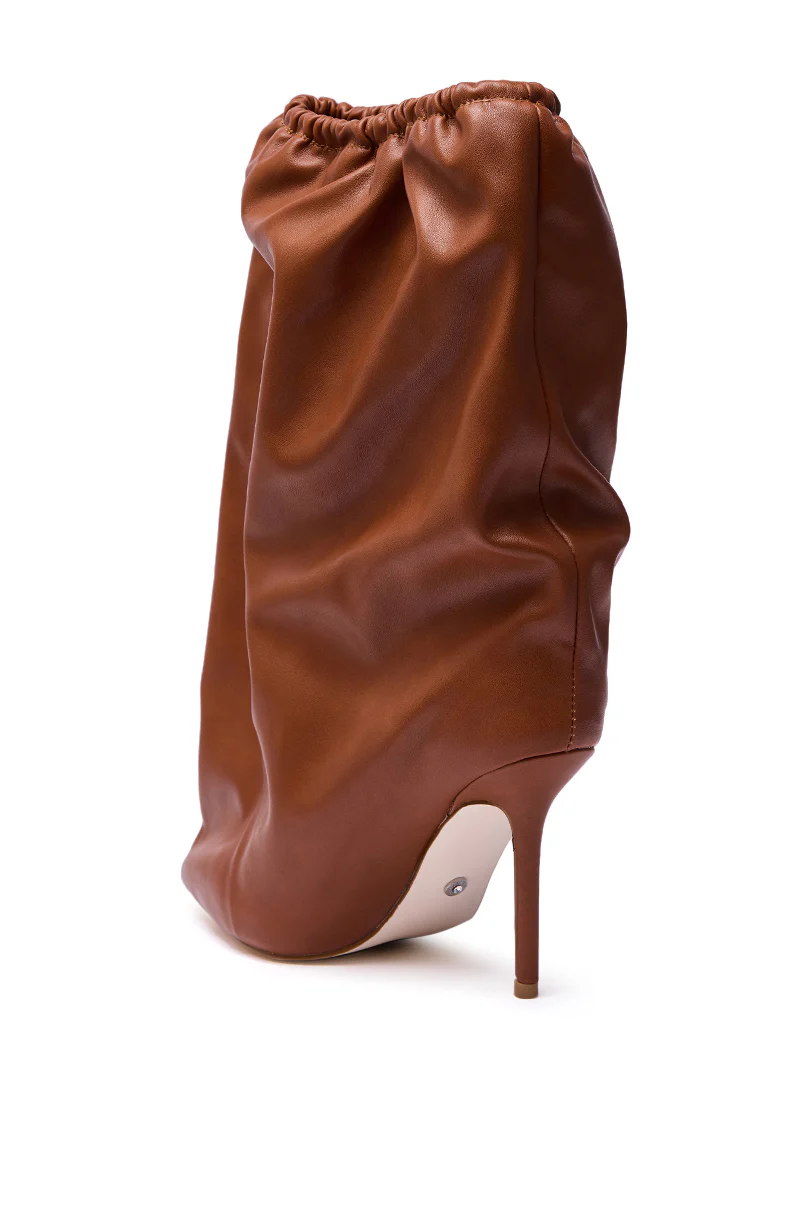 AZALEA WANG ANNEKE TAN RUCHED TOPLINE STILETTO BOOTIE - Image 6