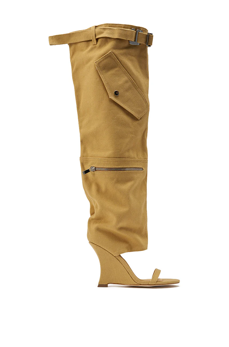 AZALEA WANG ANOUK KHAKI SPORT WEDGE BOOT - Image 4