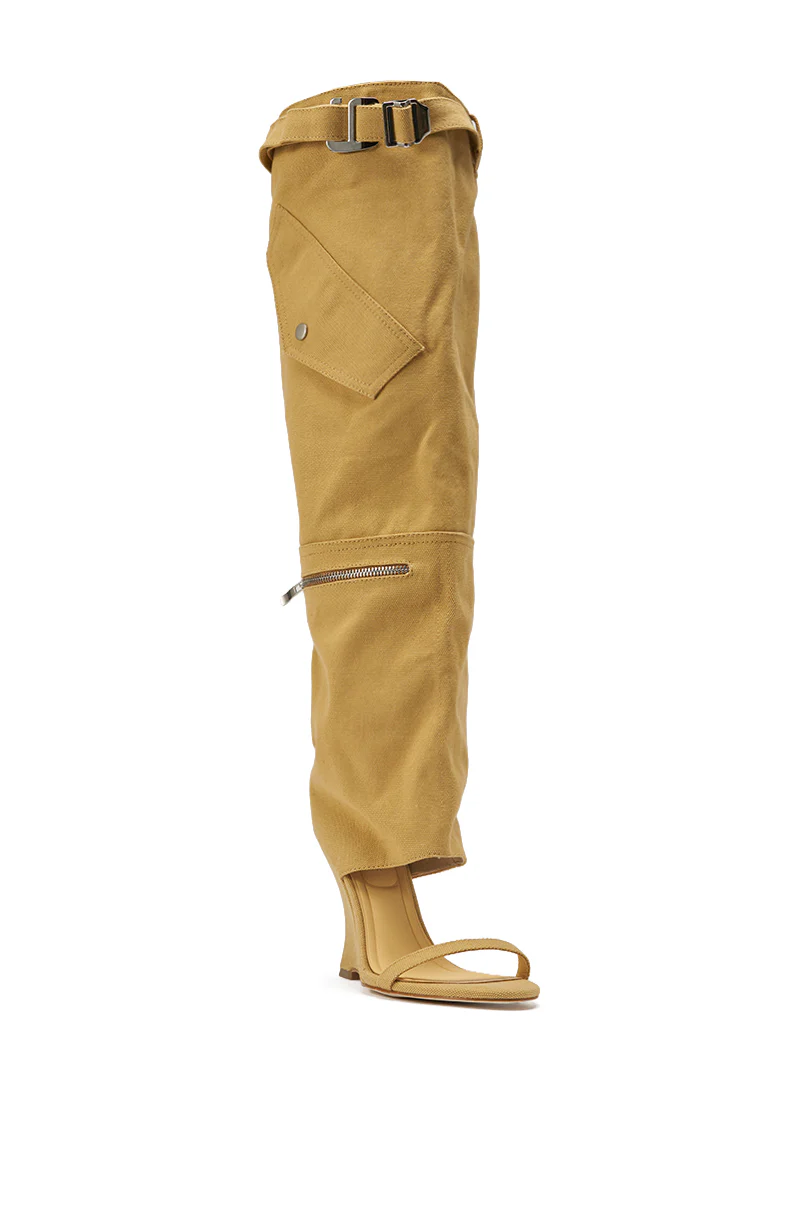 AZALEA WANG ANOUK KHAKI SPORT WEDGE BOOT - Image 5