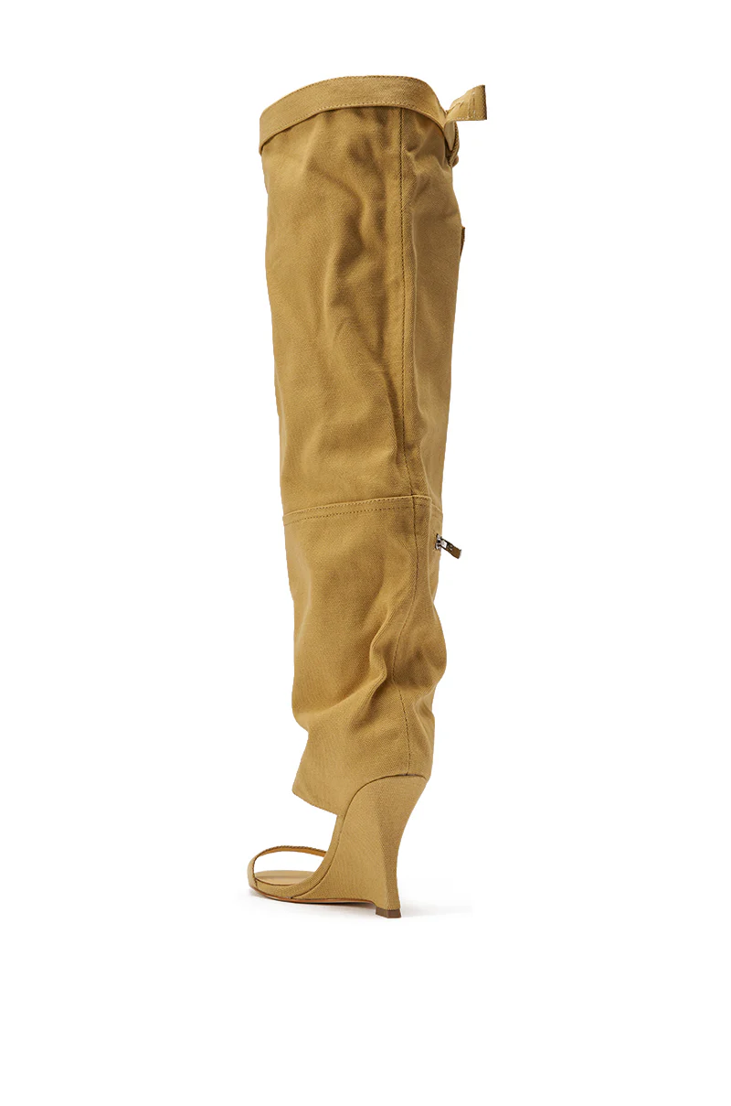 AZALEA WANG ANOUK KHAKI SPORT WEDGE BOOT - Image 6