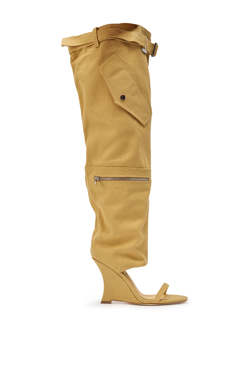 AZALEA WANG ANOUK KHAKI SPORT WEDGE BOOT - Image 8