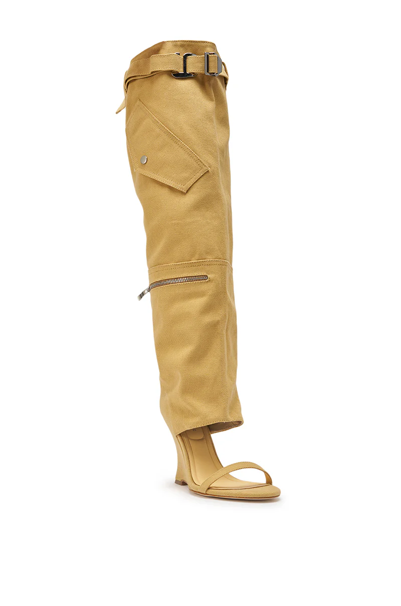 AZALEA WANG ANOUK KHAKI SPORT WEDGE BOOT - Image 9