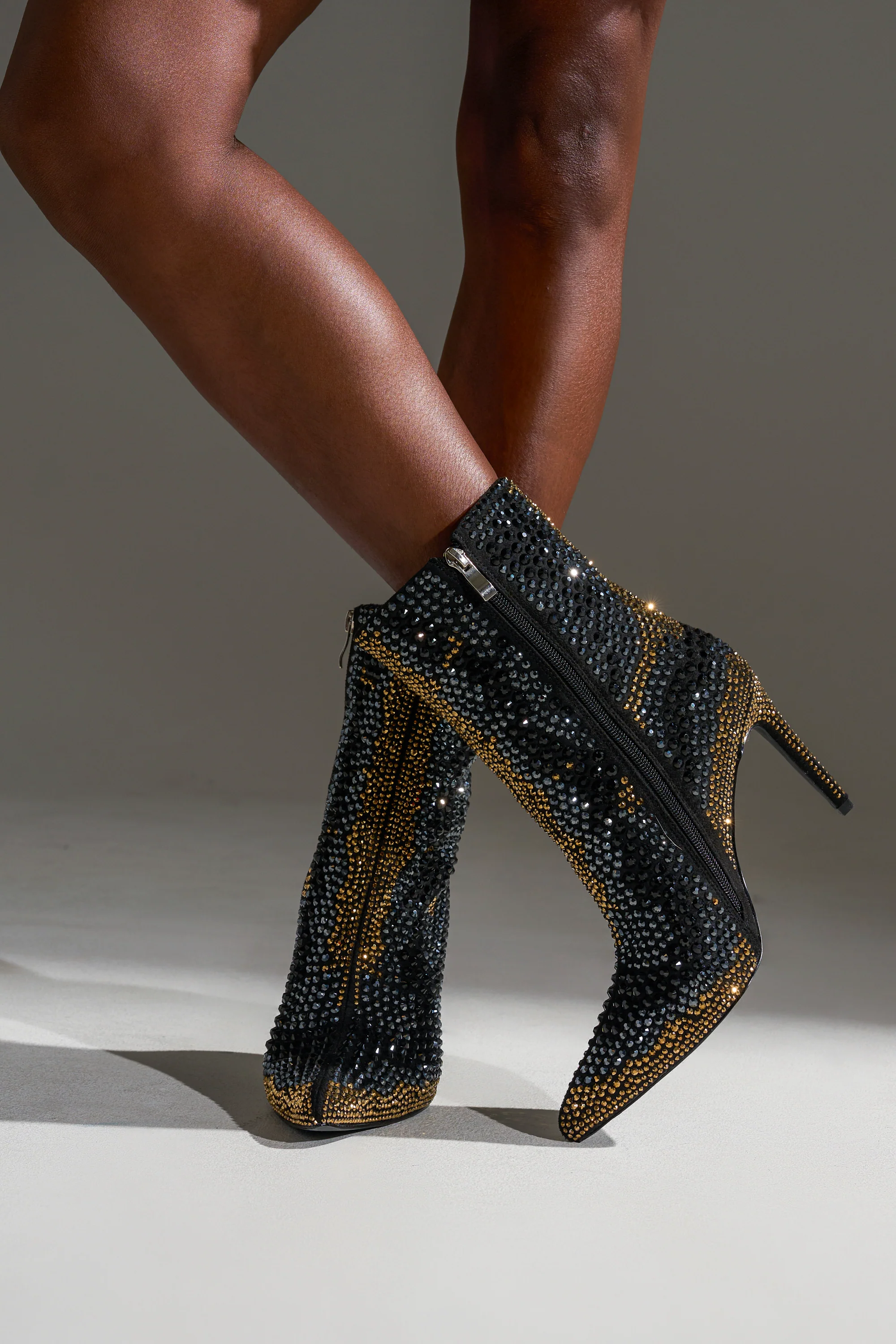 AZALEA WANG ANSLEY BLACK MULTI RHINESTONE COCKTAIL BOOTIE - Image 5