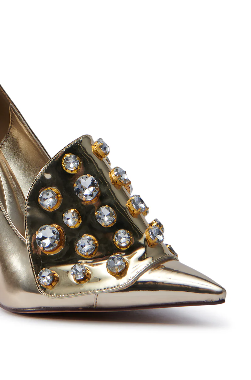 AZALEA WANG ANTHEA GOLD STILETTO PUMP - Image 7