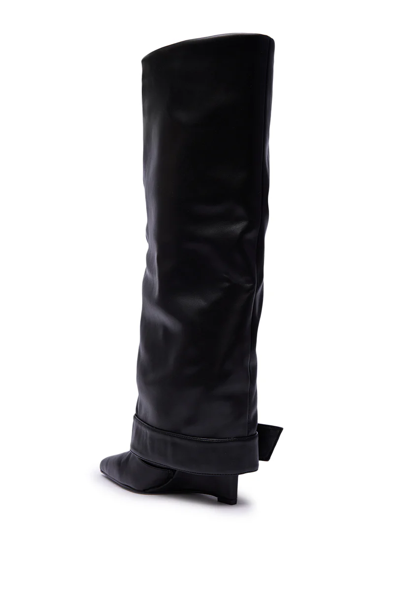 AZALEA WANG ANTONINA BLACK WEDGE PU BOOT - Image 6