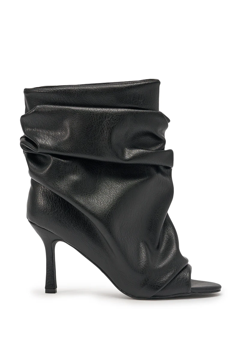 AZALEA WANG APEX BLACK SLOUCHY OPEN TOE BOOTIE - Image 4
