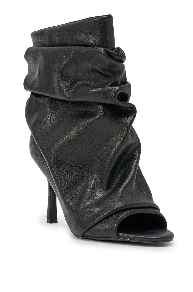 AZALEA WANG APEX BLACK SLOUCHY OPEN TOE BOOTIE - Image 5