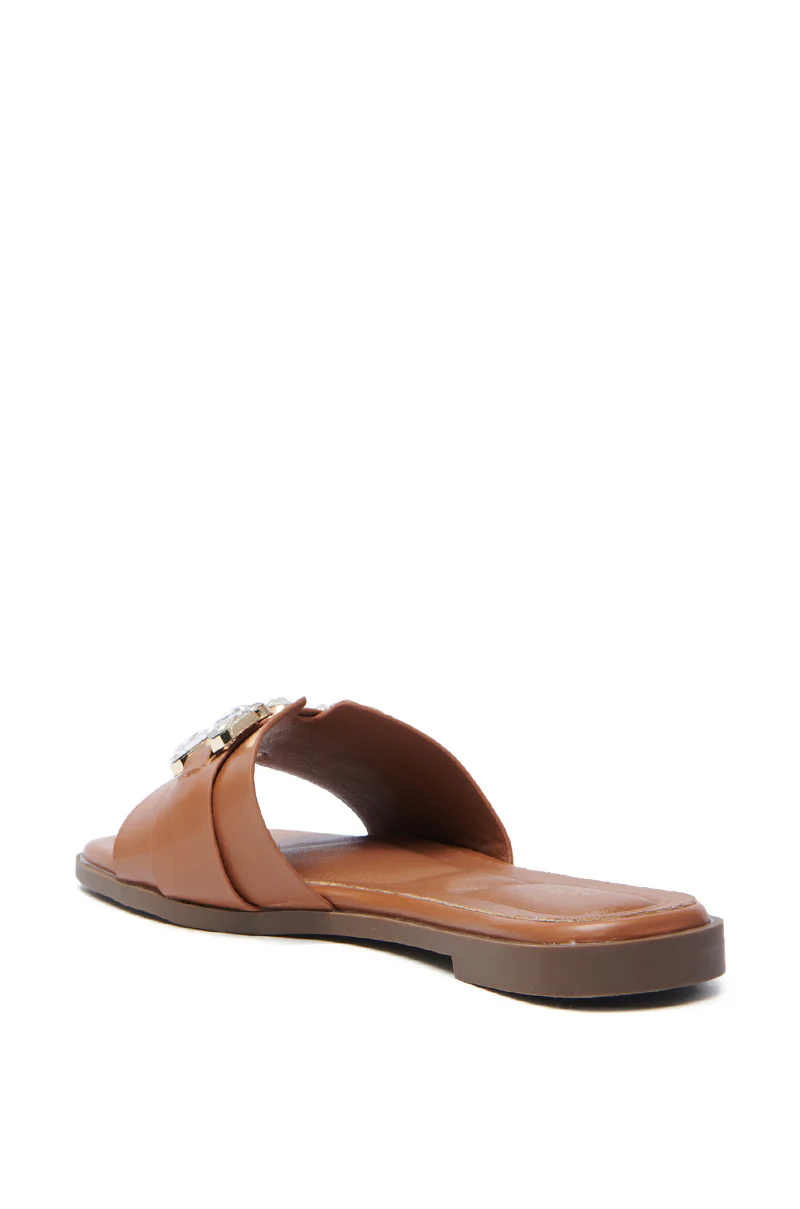 AKIRA ARCADIANA BROWN EMBELLISHED RHINESTONE SANDAL - Image 5