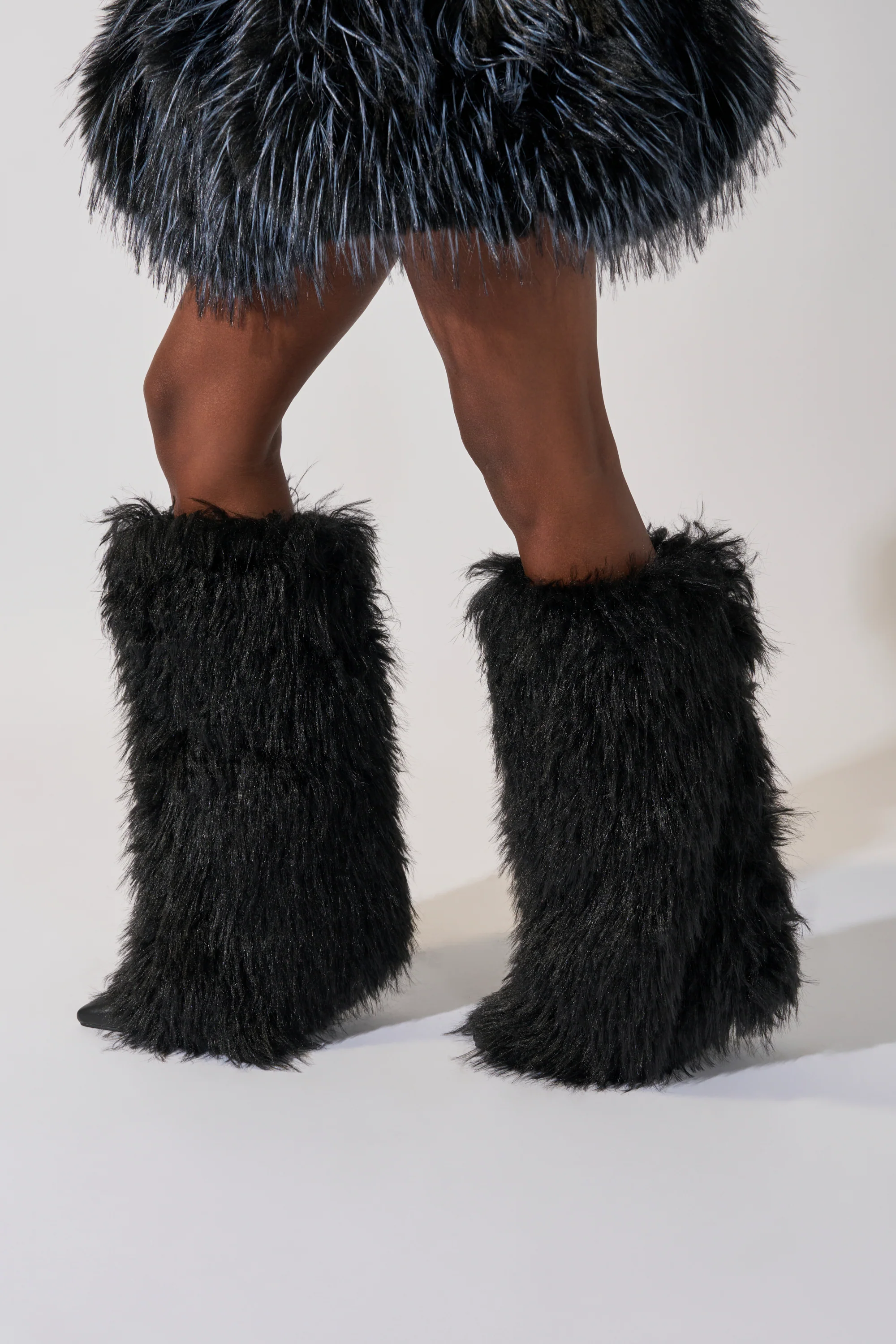AZALEA WANG ARETE BLACK FUR STILETTO BOOT - Image 3