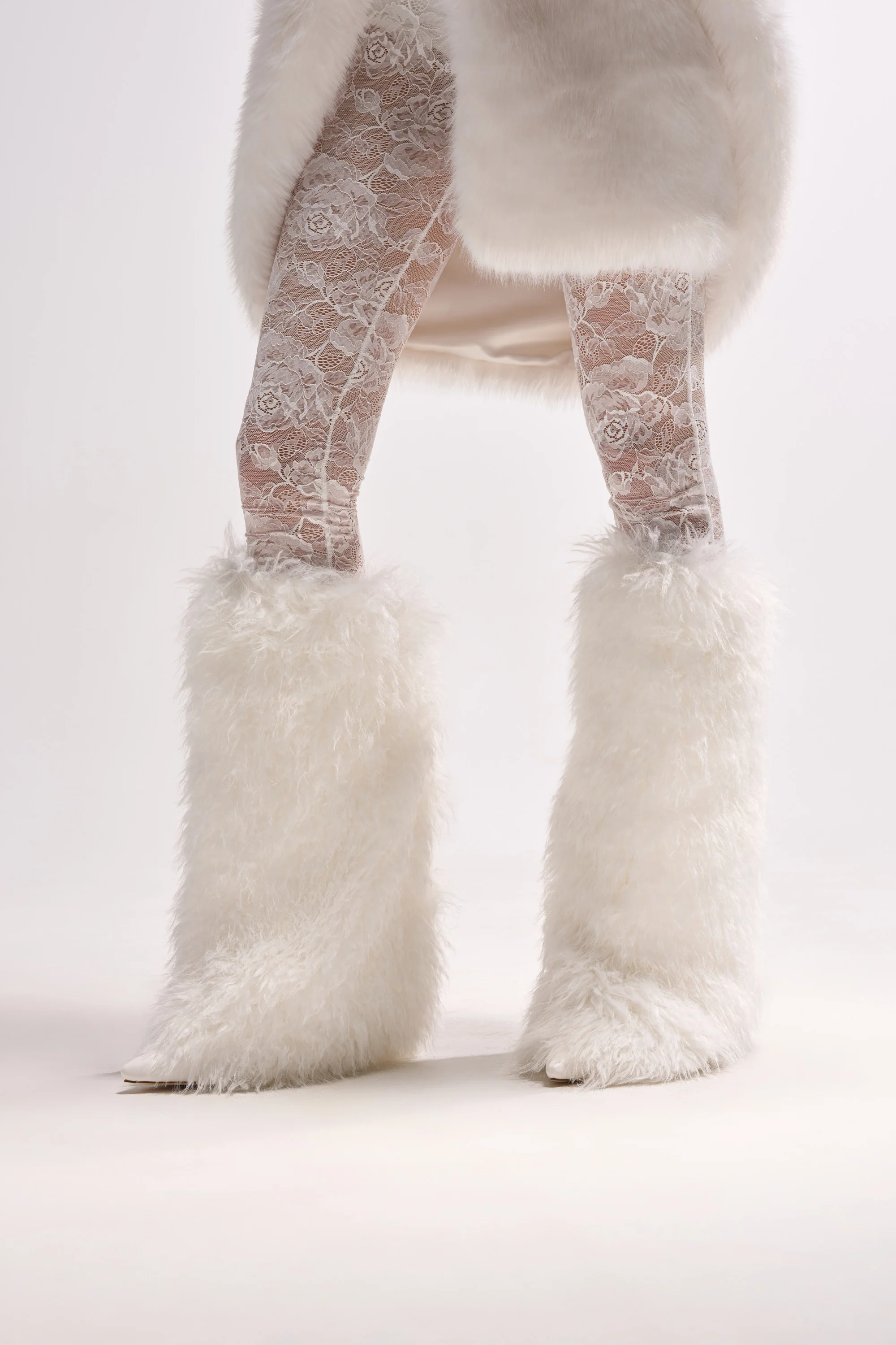 AZALEA WANG ARETE WHITE FUR STILETTO BOOT - Image 2