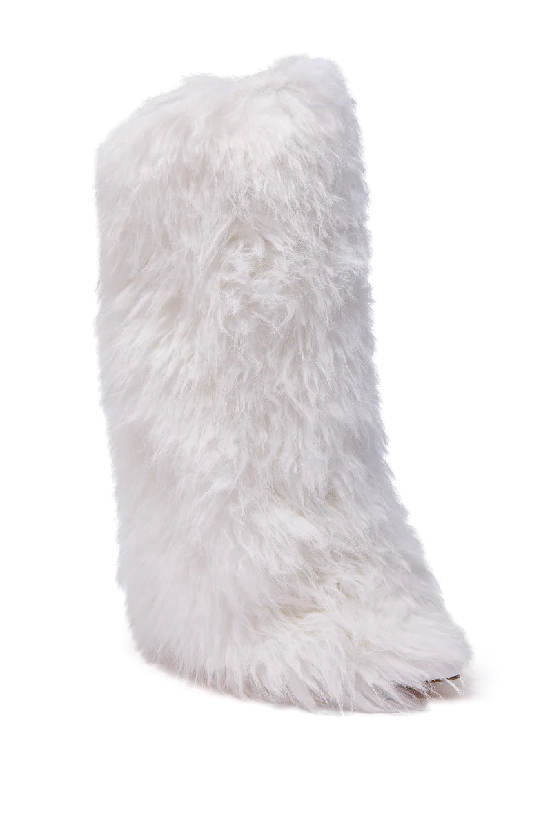 AZALEA WANG ARETE WHITE FUR STILETTO BOOT - Image 8