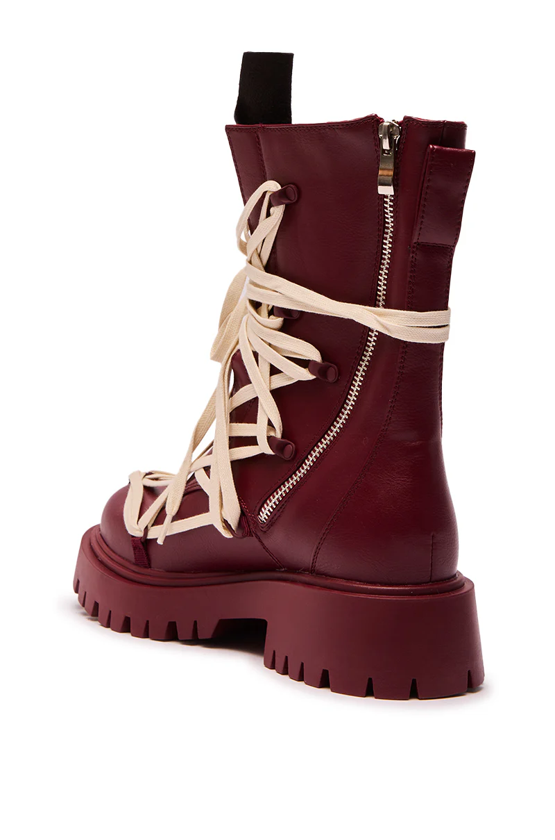 AZALEA WANG ARJUN BURGUNDY LACE DETAIL BOOTIE - Image 5