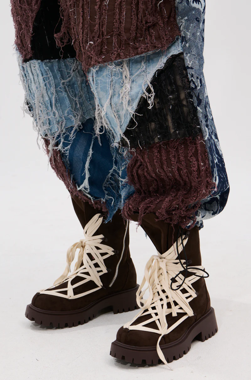 AZALEA WANG ARJUN CHOCOLATE LACE BOOTIE - Image 2