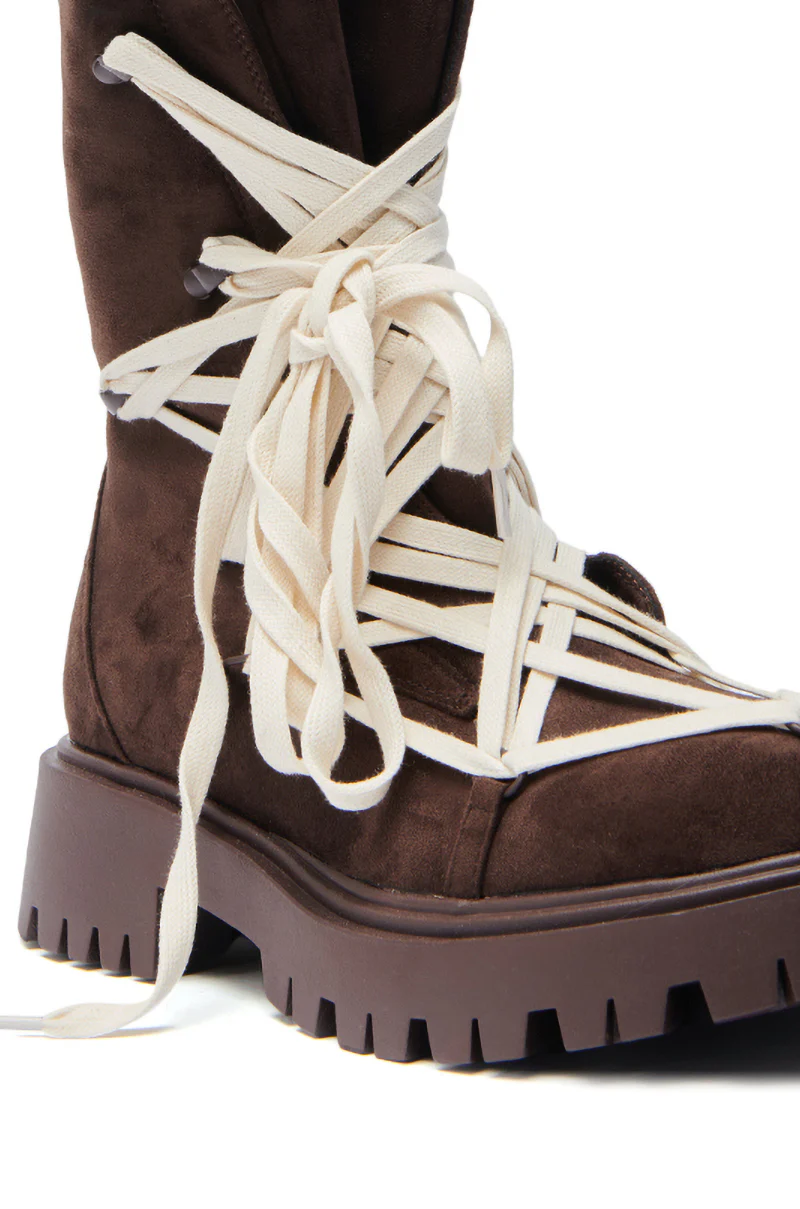 AZALEA WANG ARJUN CHOCOLATE LACE BOOTIE - Image 6