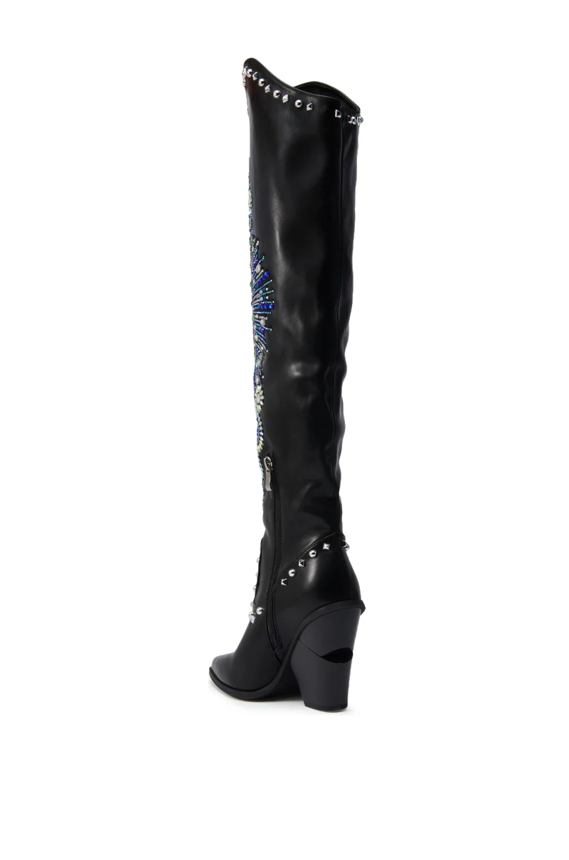 AZALEA WANG AXELBEAT BLACK EMBELLISHED WESTERN BOOT - Image 7