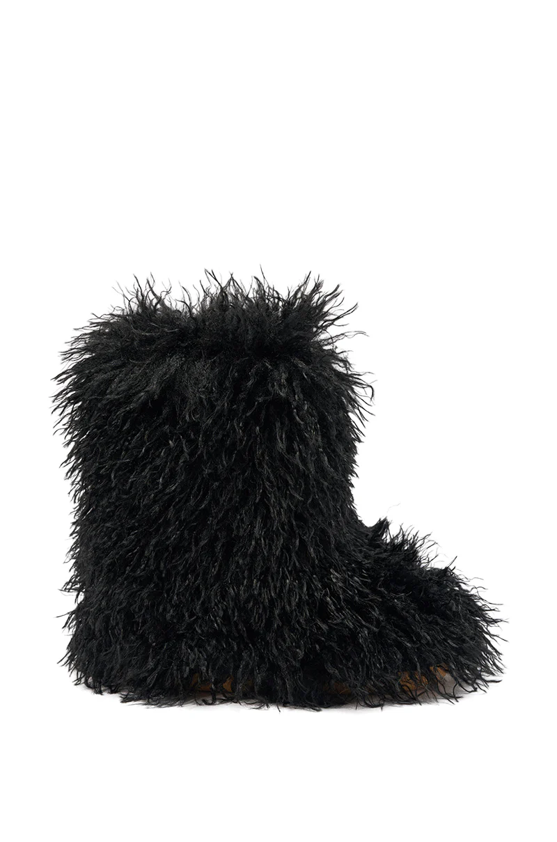 AZALEA WANG AZAD BLACK MOHAIR FLAT BOOTIE - Image 4