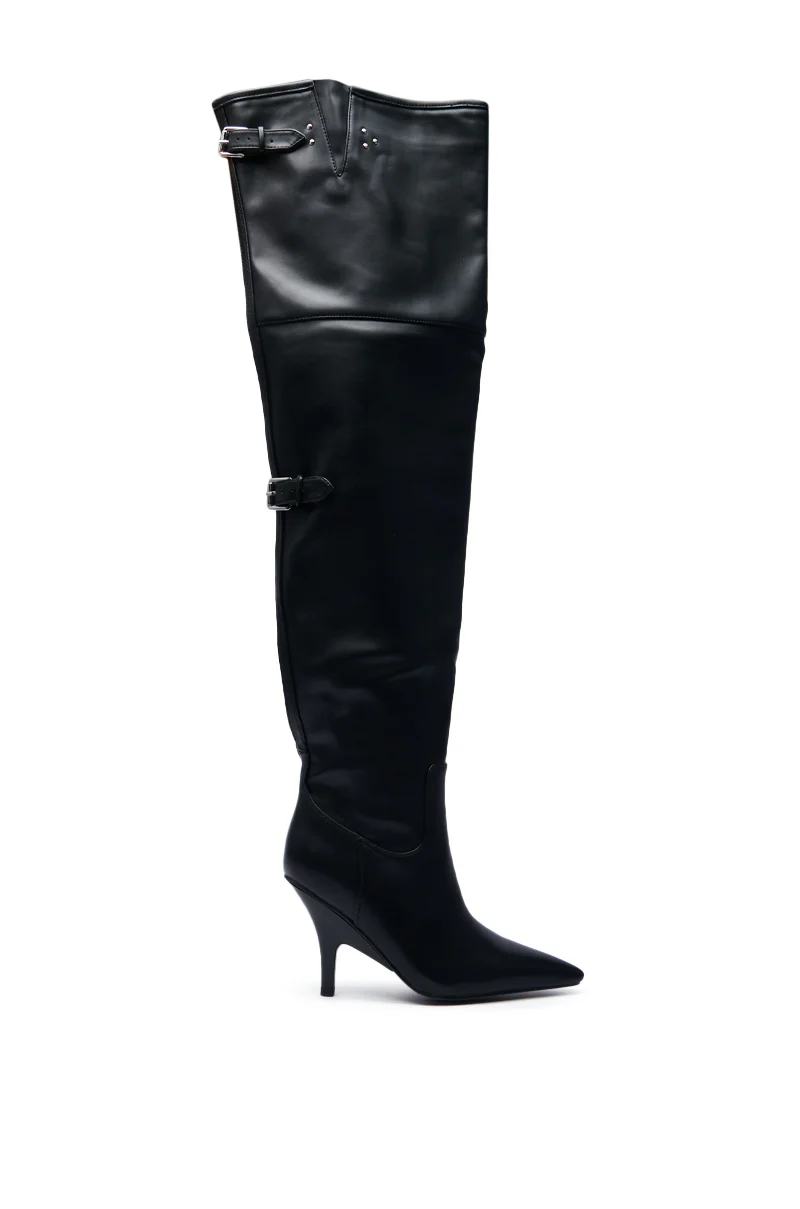 AZALEA WANG BACKER BLACK KITTEN HEEL OVER THE KNEE BOOT - Image 5