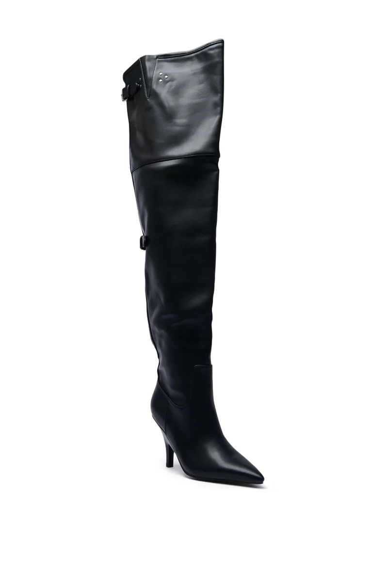 AZALEA WANG BACKER BLACK KITTEN HEEL OVER THE KNEE BOOT - Image 6