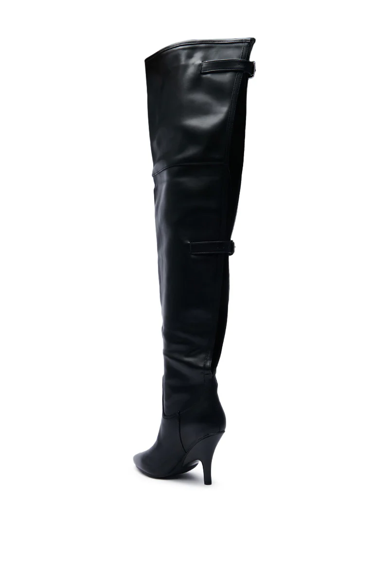 AZALEA WANG BACKER BLACK KITTEN HEEL OVER THE KNEE BOOT - Image 7