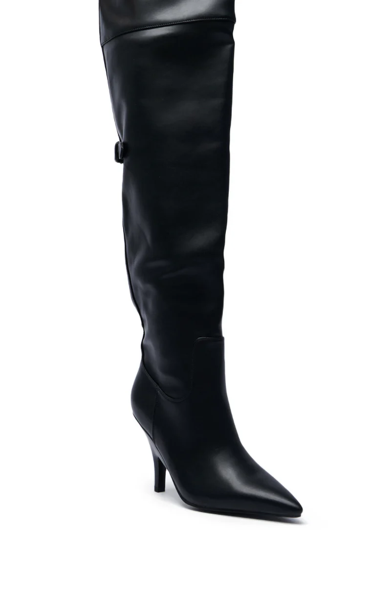 AZALEA WANG BACKER BLACK KITTEN HEEL OVER THE KNEE BOOT - Image 8