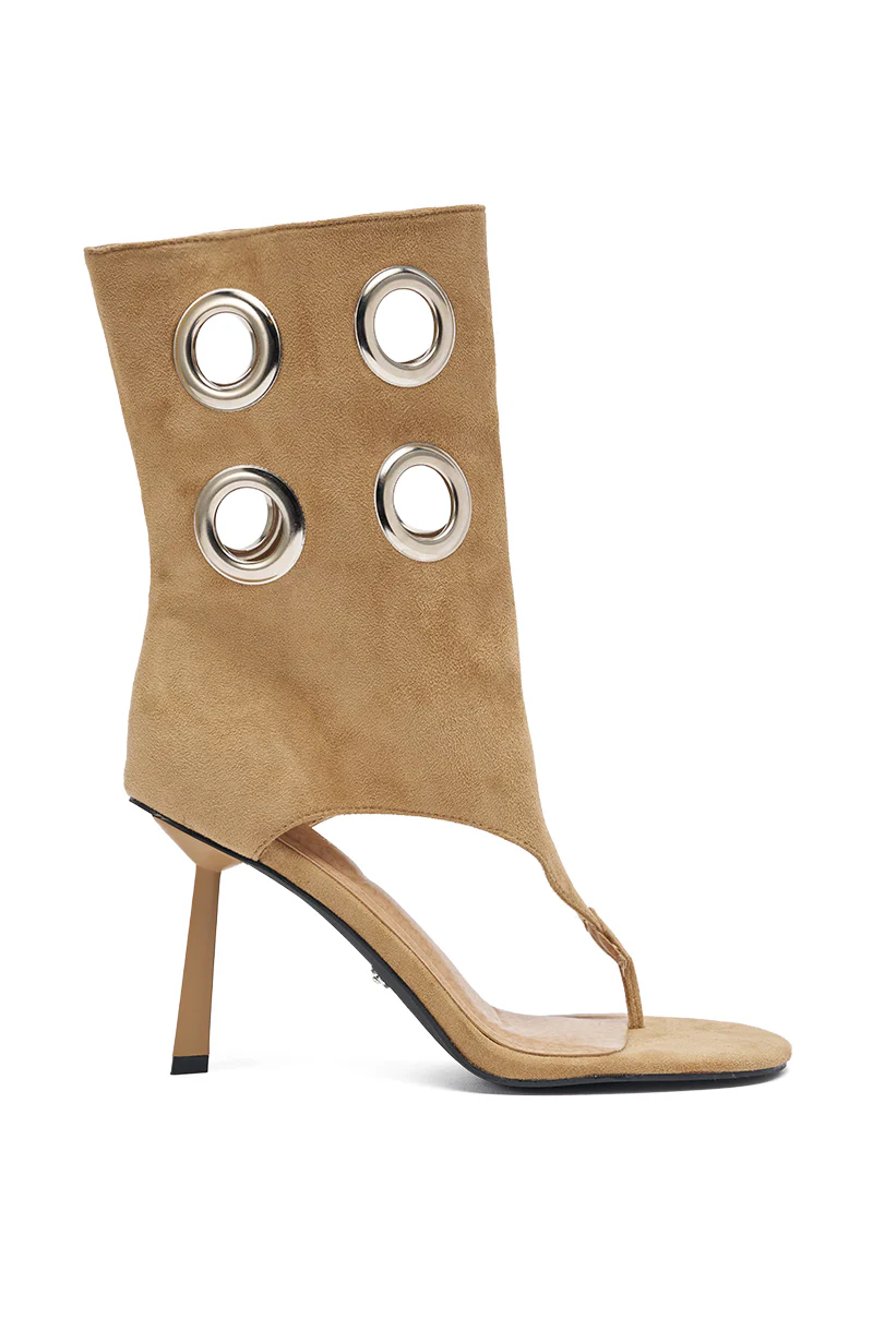 AZALEA WANG BAINA TAN SILVER HARDWARE STILETTO SANDAL - Image 4