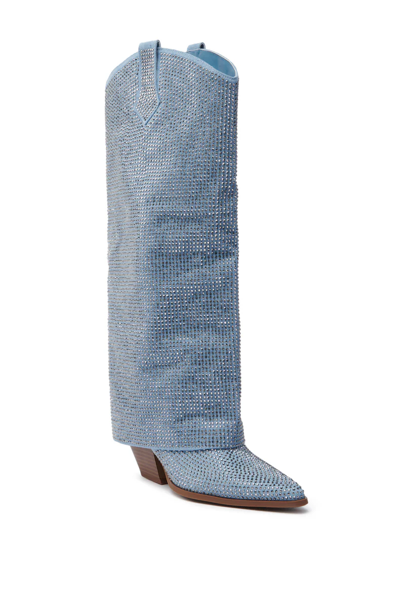 AZALEA WANG BANIAN DENIM WESTERN RHINESTONE BOOT - Image 8