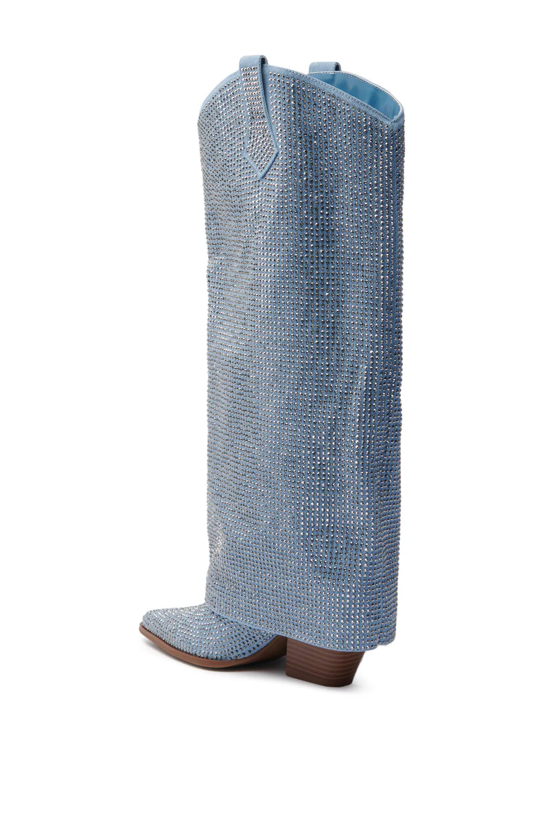 AZALEA WANG BANIAN DENIM WESTERN RHINESTONE BOOT - Image 9